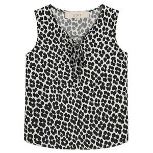 Ann Taylor LOFT Animal Print Tie-Neck Sleeveless Elastic Hem Blouse - Size XS